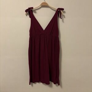 American Eagle Y2k Babydoll Summer Mini Dress Smocked S Tie‎ Shoulder Magenta